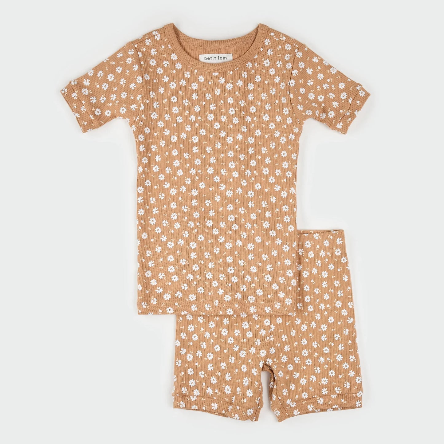 Floral Print on Rosy Mango Summer Sleep Set | Petit Lem