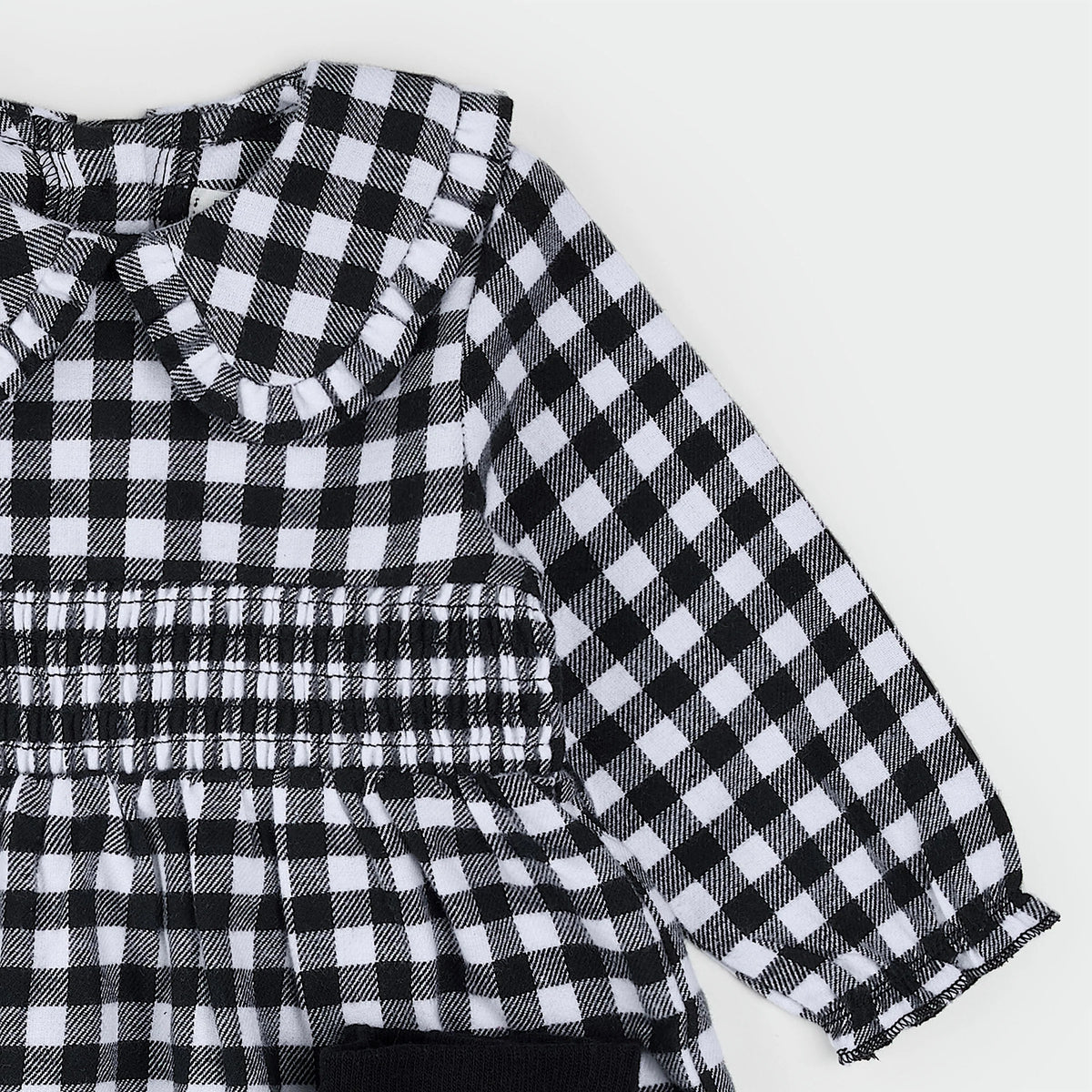 Flannel Dress Set | Black & White Tartan | Petit Lem
