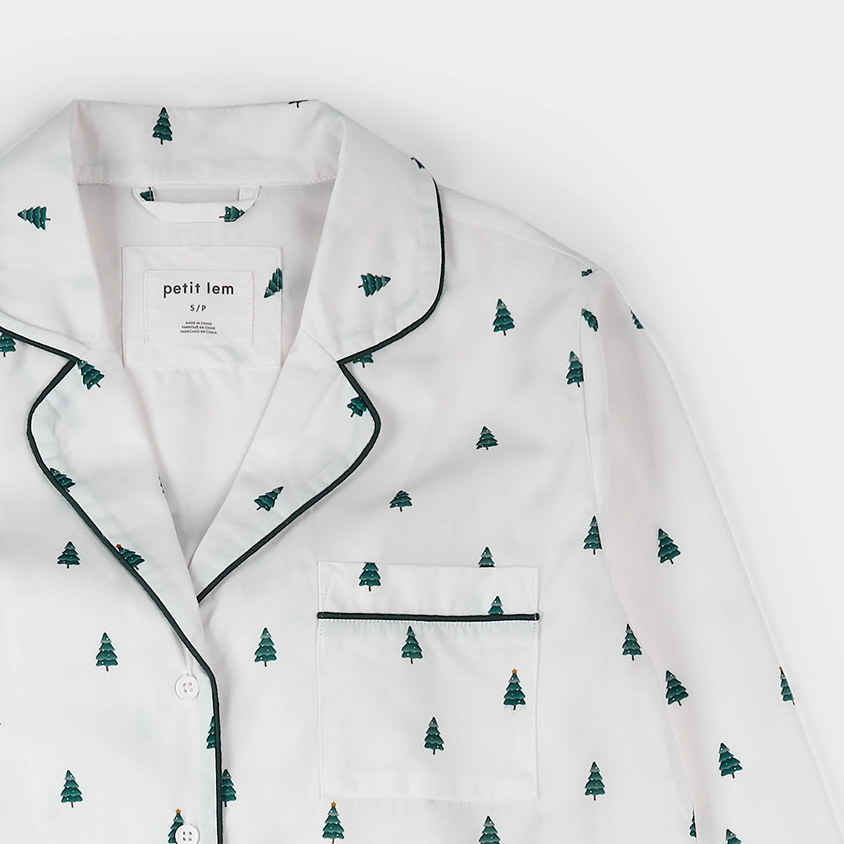 Women's Sleep Set FAMILY MATCHING | Pine Tree Farm on Off-White | Petit Lem