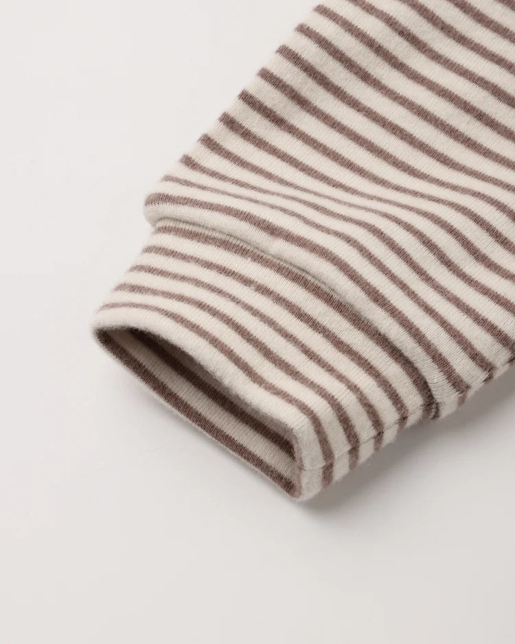 Drawstring Pant | Cocoa Microstripe | Quincy Mae