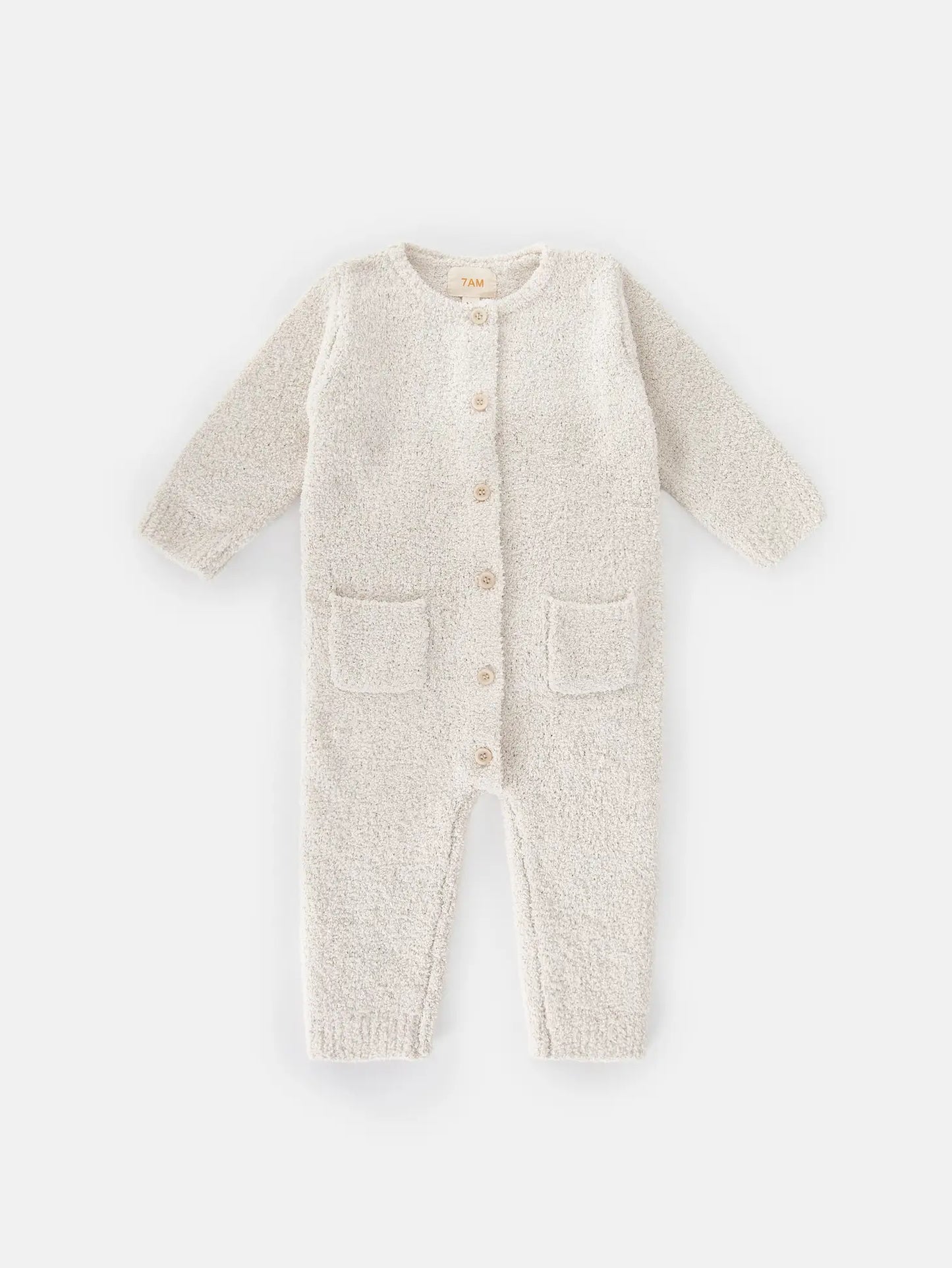 Long Sleeve Romper - Fuzzy | Ecru