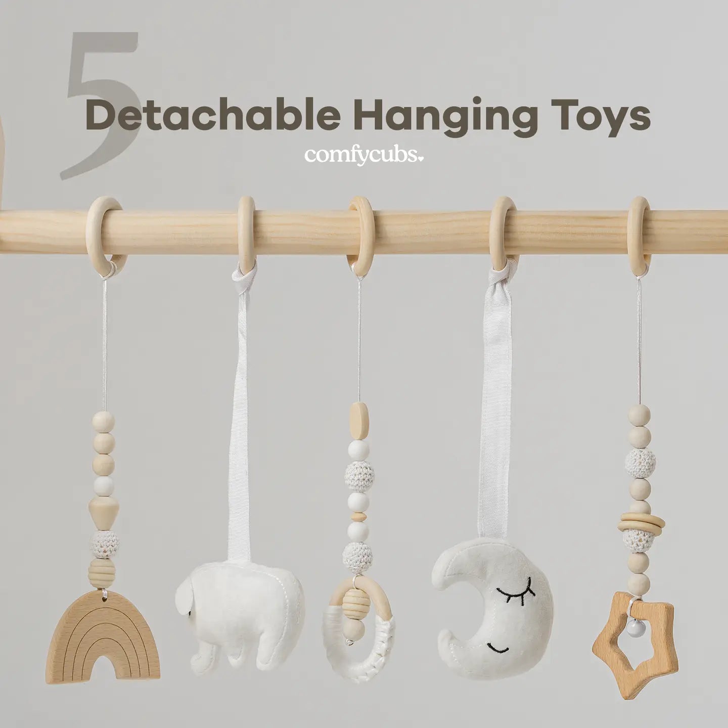 Foldable Baby Play Gym with 5 Hanging Toys | Comfy Cubs
