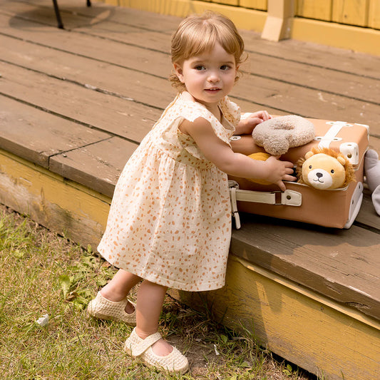 Spots Print on Antique White Cross Hatch Dress Set | Petit Lem