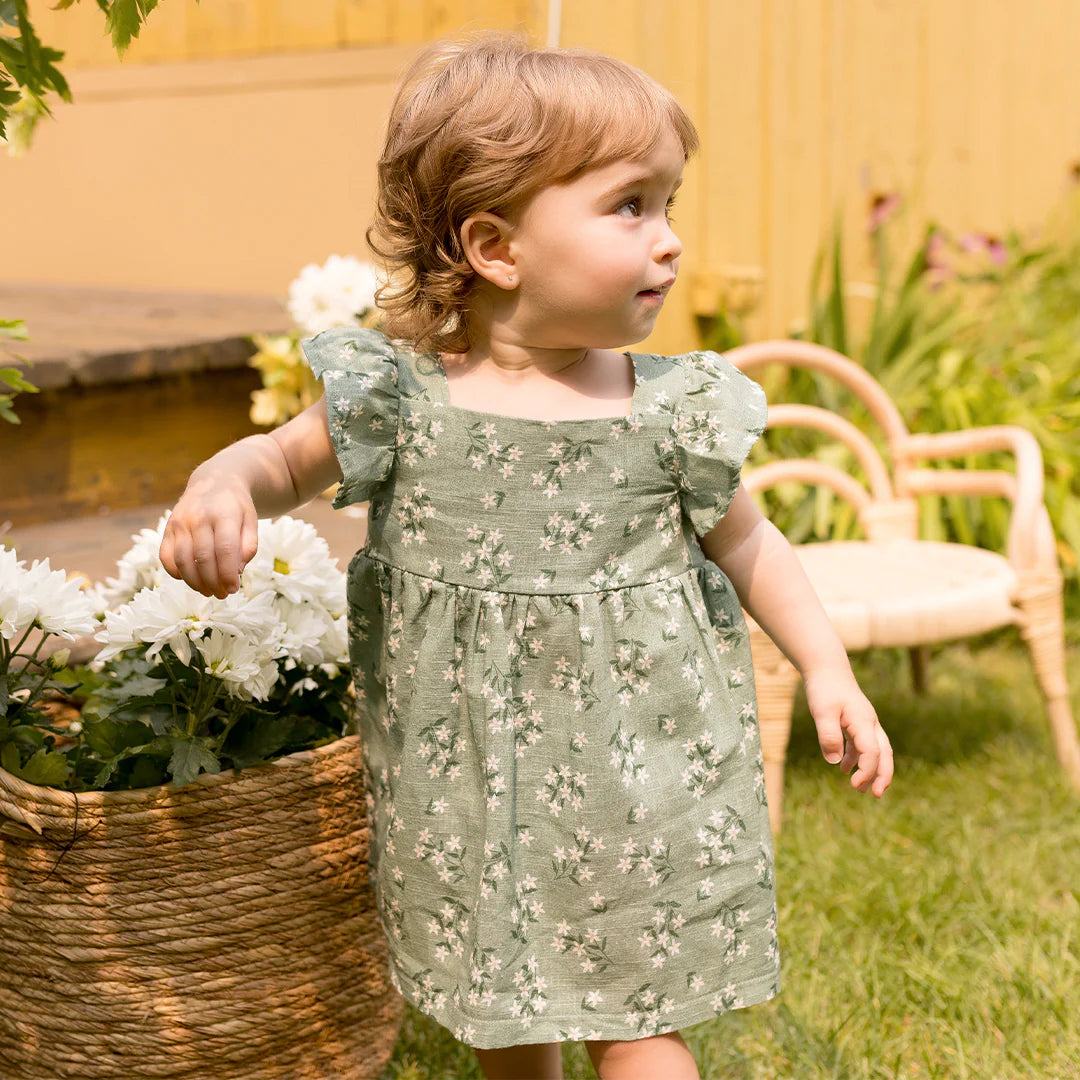 Exotic Flowers Print on Laurel Cross Hatch Dress Set | Petit Lem