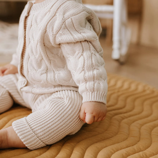 Crème Cable Knit Cardigan | Petit Lem