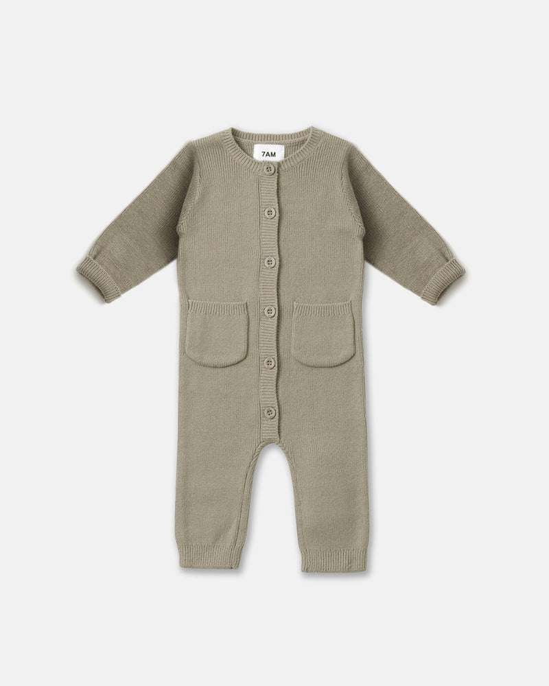 Chunky Long Sleeve Ribbed Jumpsuit | Olive | 7AM