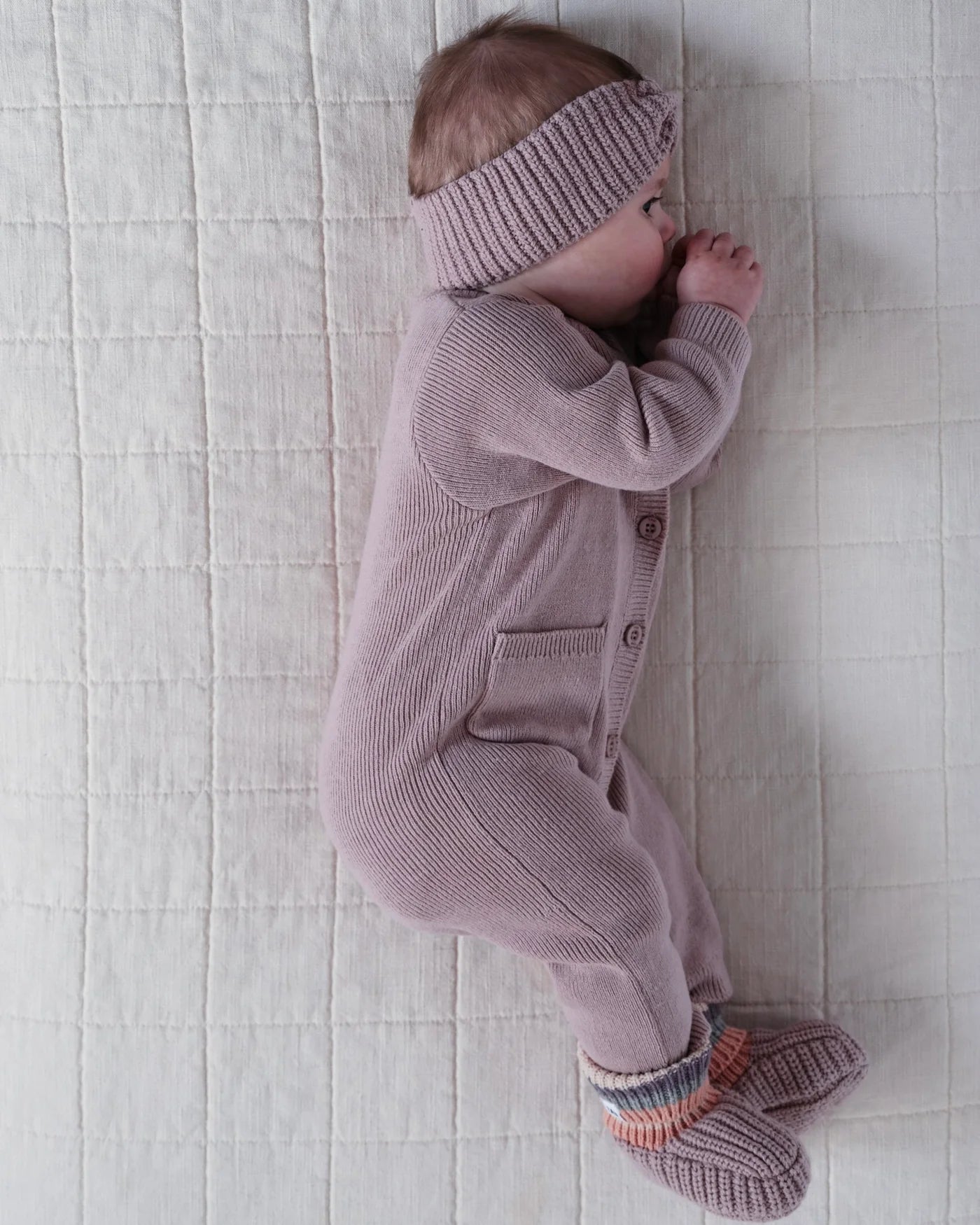 Chunk Long Sleeve Ribbed Jumpsuit | Rose Ash | 7AM