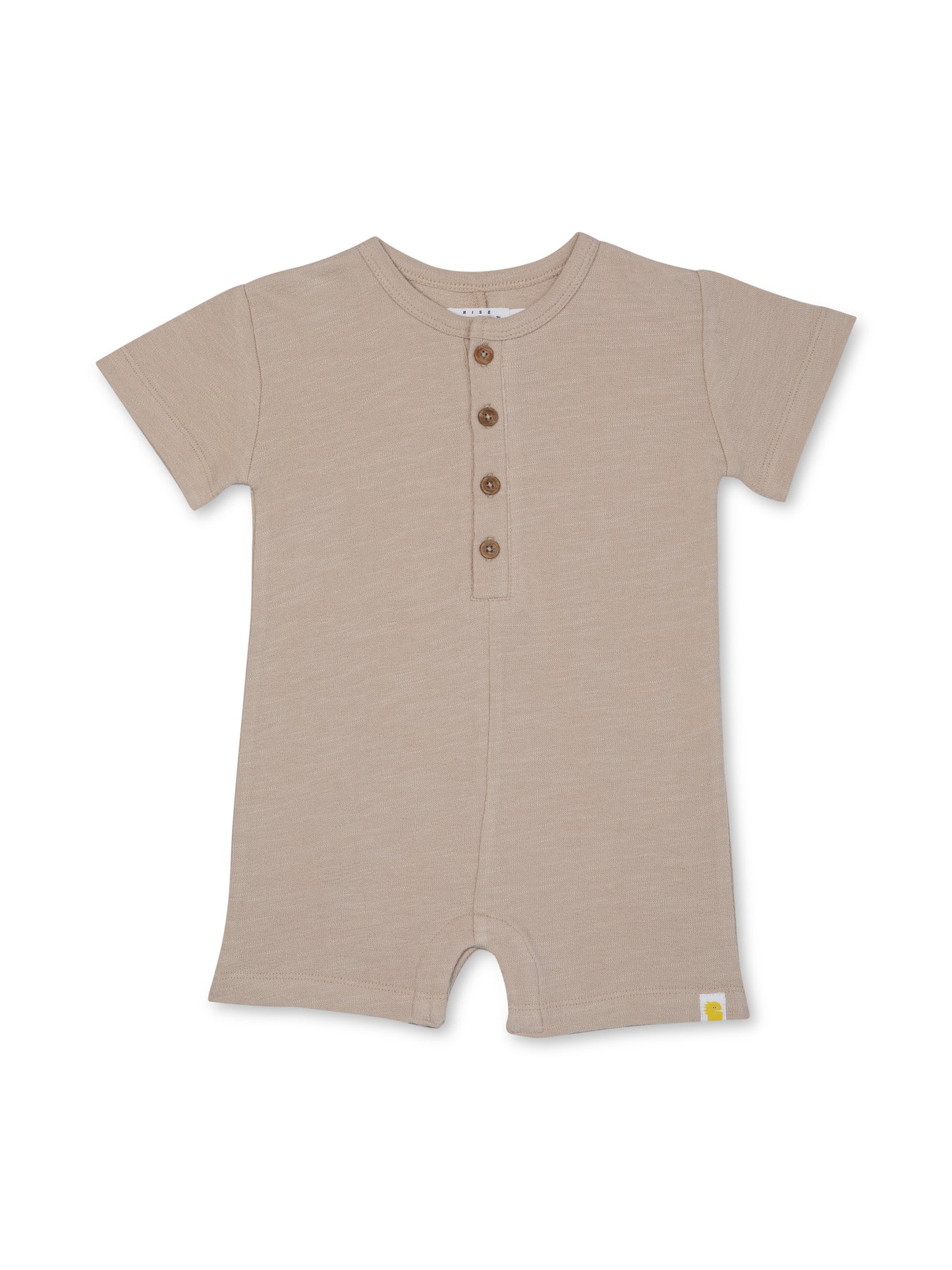 Knit Placket Romper | Sand | Rise Little Earthlings
