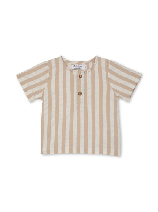 Woven Shirt Placket Set | Tan Stripe | Rise Little Earthlings