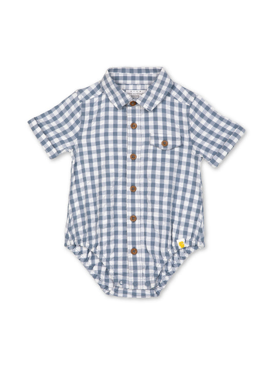 Shirt Bodysuit | Blue Gingham | Rise Little Earthlings
