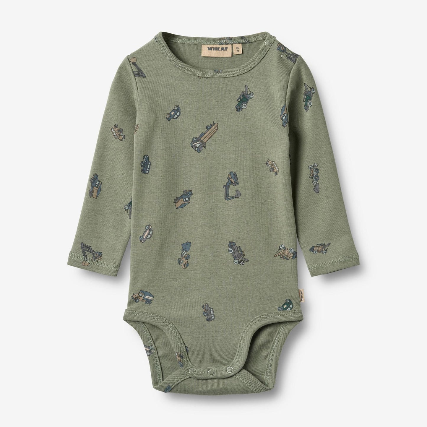 L/S Freddie Bodysuit | Dusty Green Cars | Wheat Kids