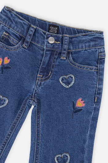 Baby Embroidered Boot Leg Jeans | Navy Blue | Deux Par Deux