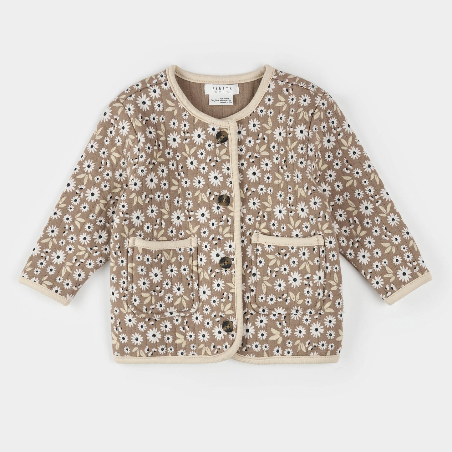 Quilted Cardigan | Sand Dune Daisy Print | Petit Lem