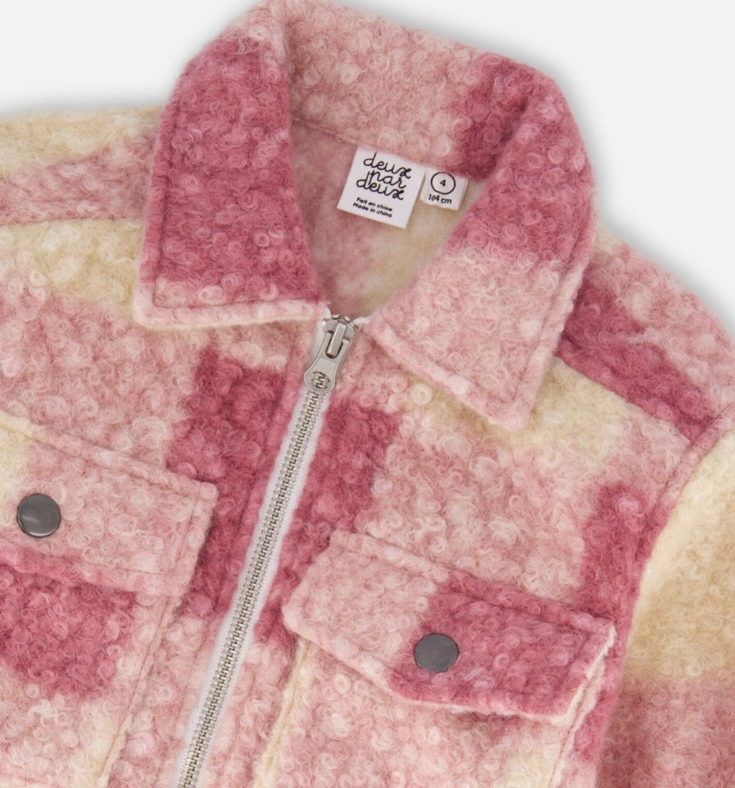 Zipped Plaid Overshirt | Off-White And Pink | Deux Par Deux