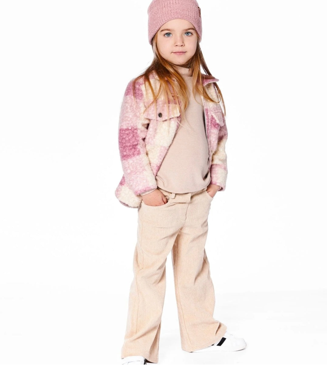 Zipped Plaid Overshirt | Off-White And Pink | Deux Par Deux