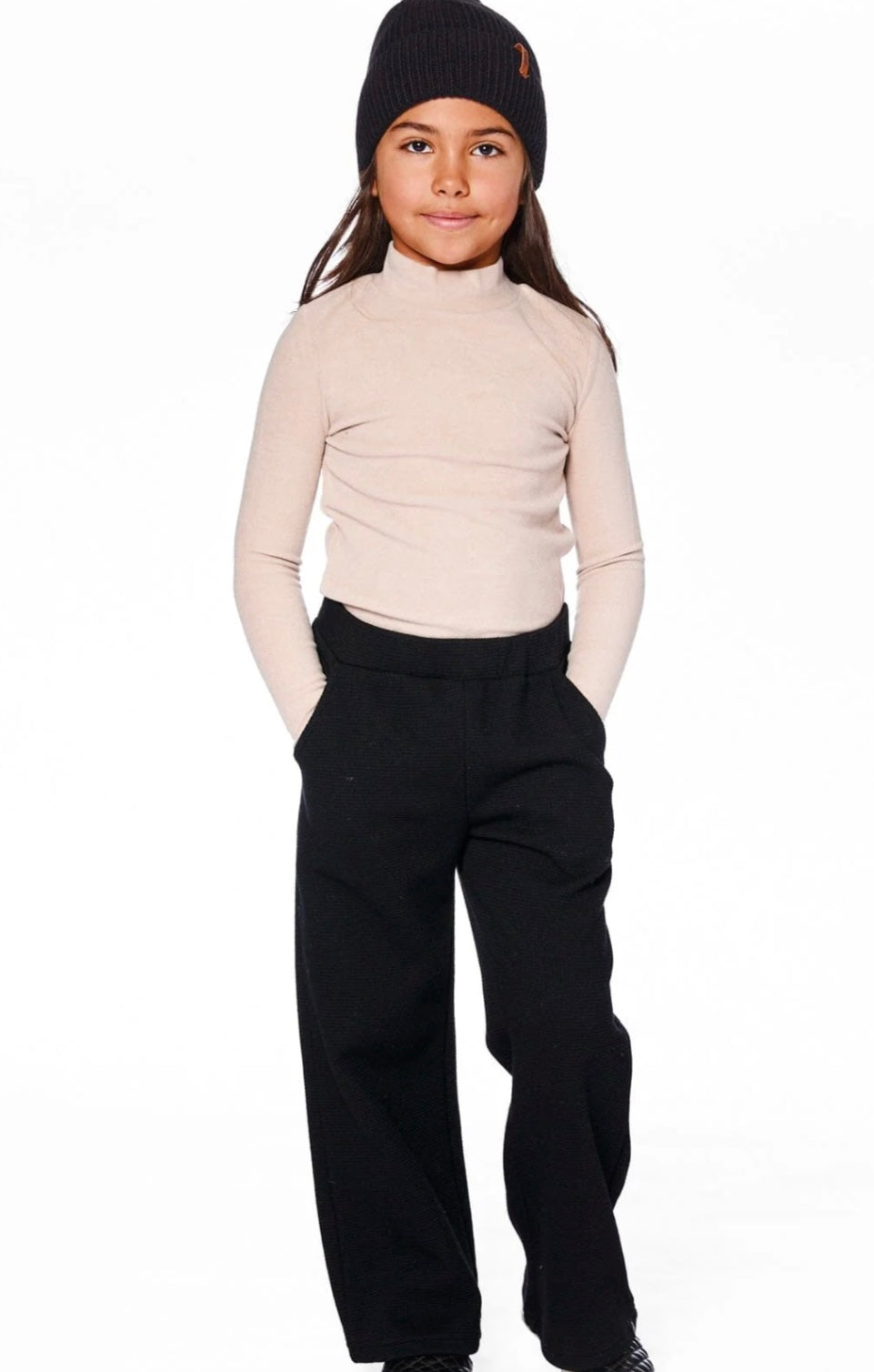 Waffle Flare Leg Pant | Black | Deux Par Deux