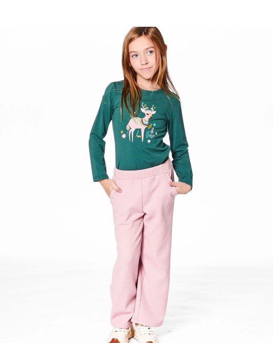 Waffle Flare Leg Pant | Pink | Deux Par Deux
