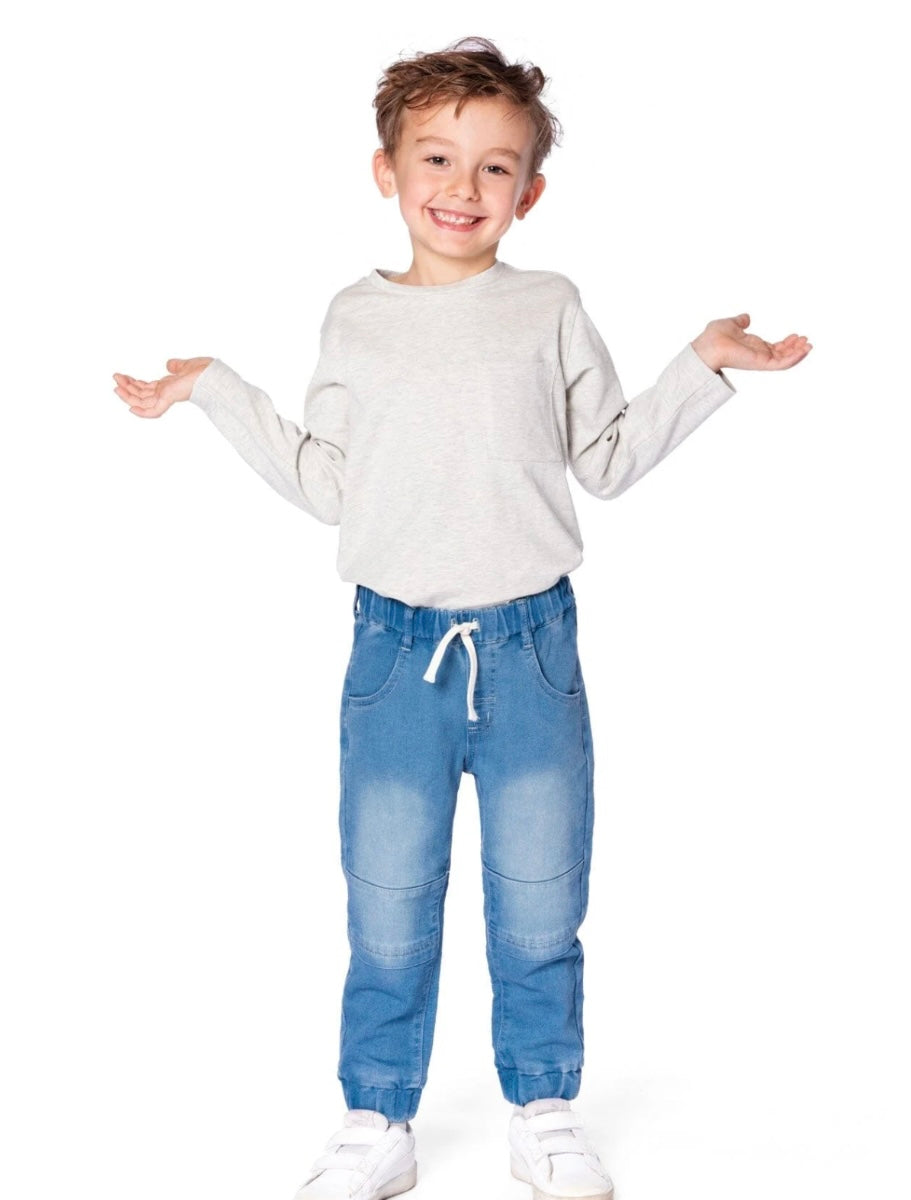 Organic Cotton Jersey Pocket T-Shirt | Heather Beige Grey | Deux Par Deux