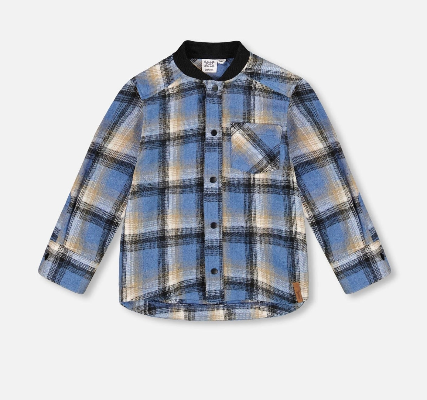 Brushed Plaid Shirt | Black & Blue | Deux Par Deux