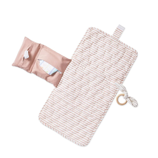 Striped On the Go Portable Changing Pad | Pehr | Rose Pink