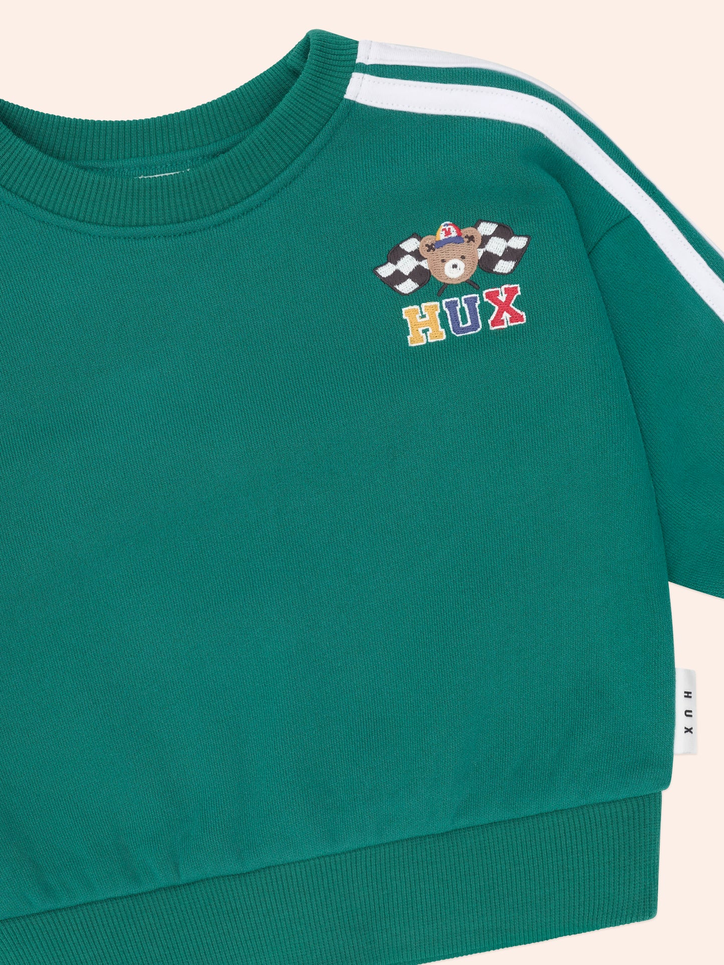 Racer Stripe Sweatshirt | Emerald | Huxbaby