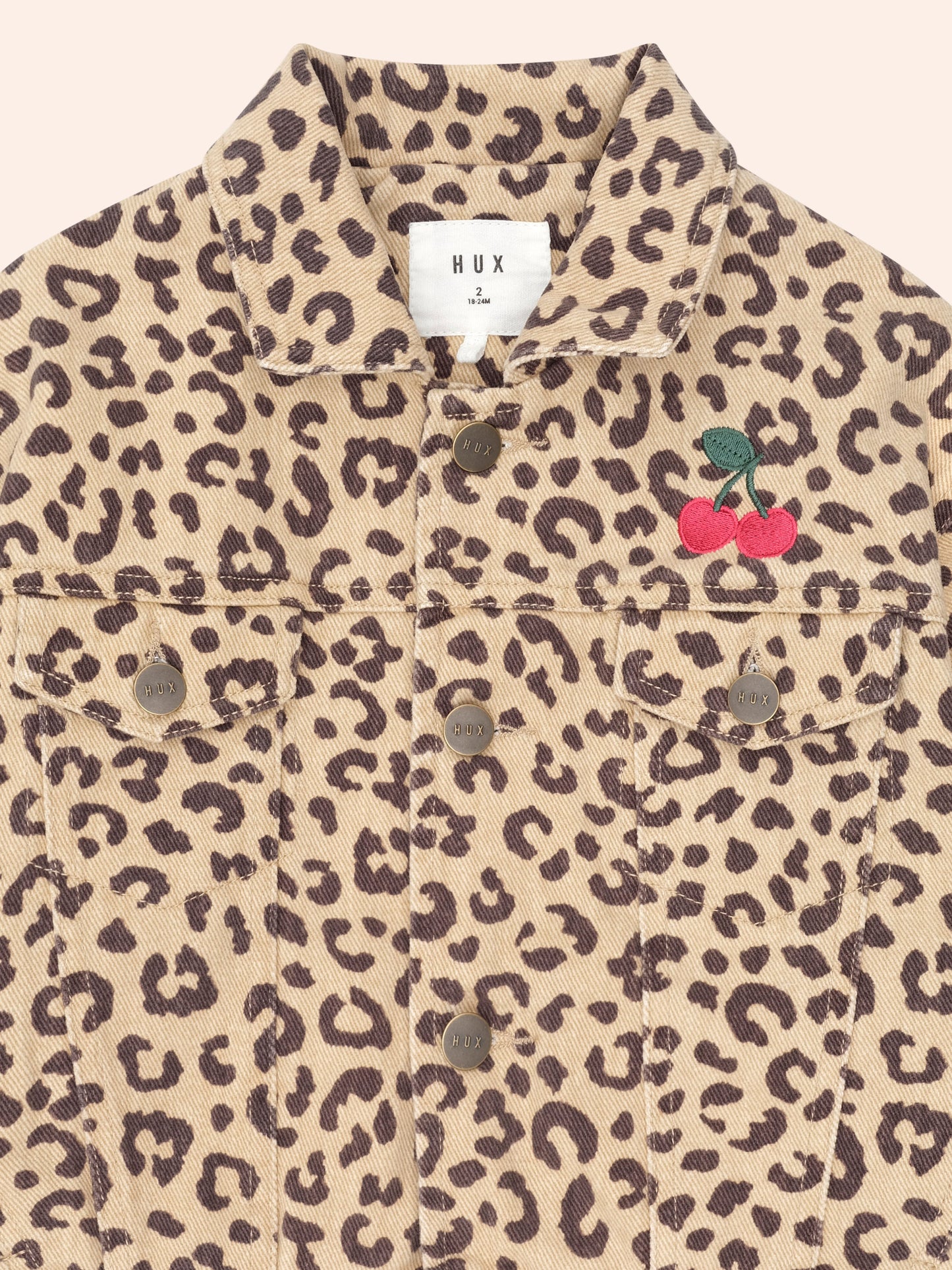 Very Cherry Leopard Print Denim Jacket | Animal | Huxbaby