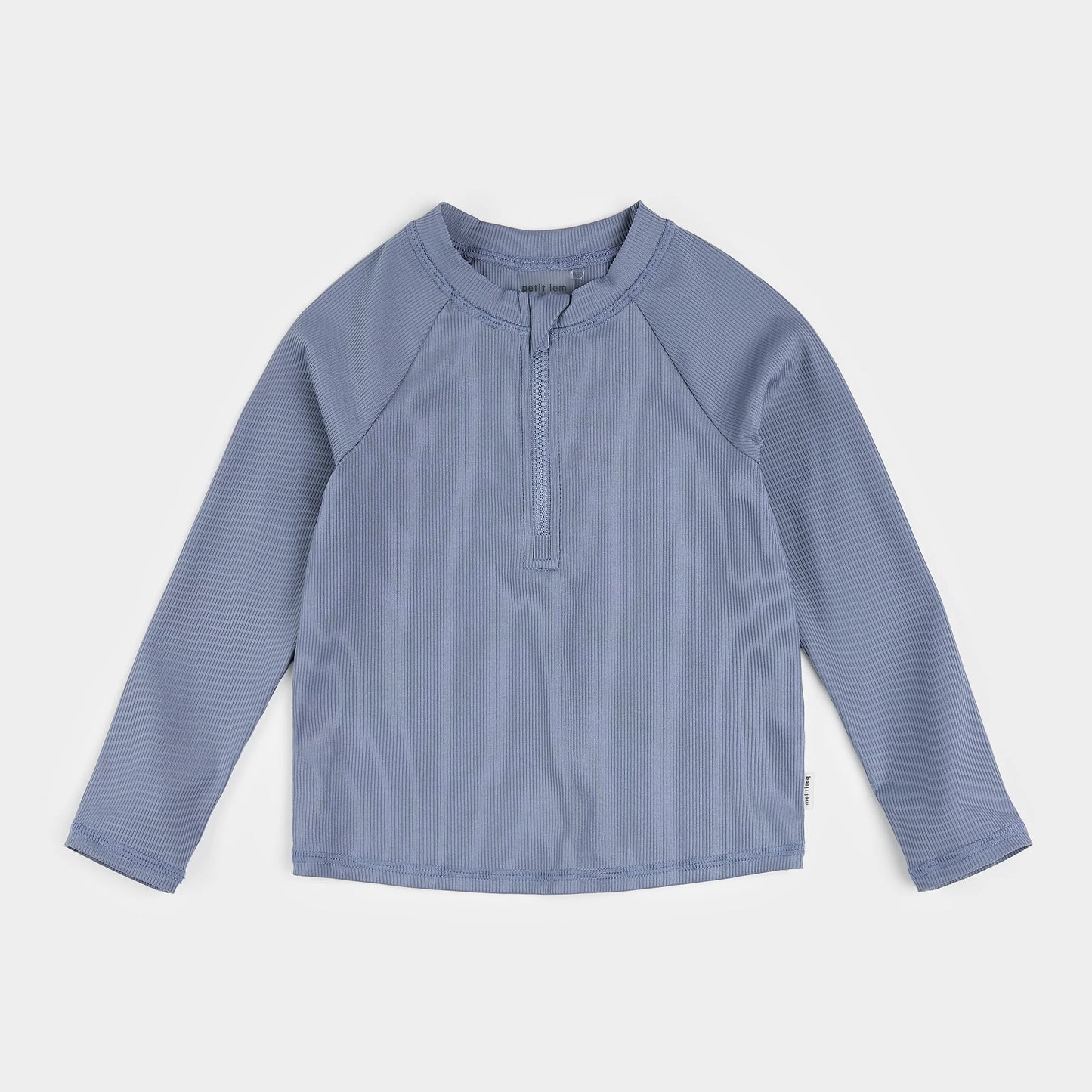Long-Sleeve Faded Blue Ribbed Rashguard | Petit Lem