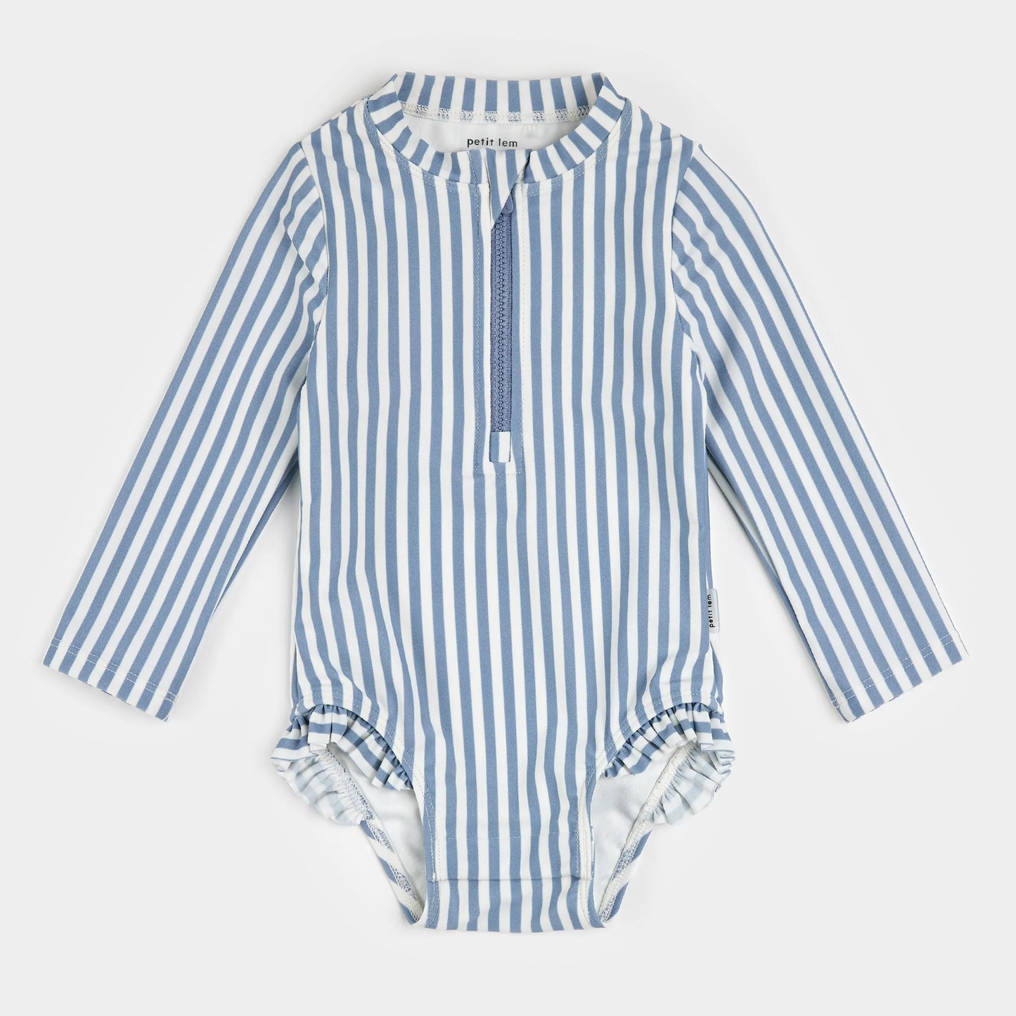 Blue Striped Long-Sleeve One-Piece Swimsuit | Petit Lem