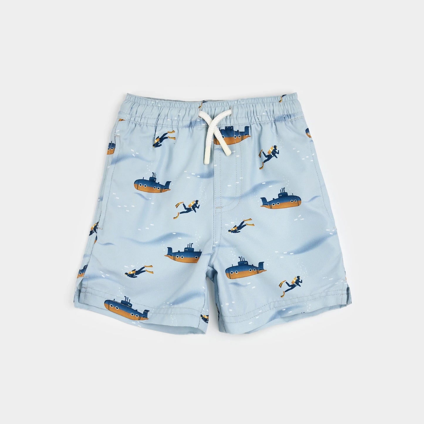 Submarine Print on Pearl Blue Swim Trunks | Petit Lem