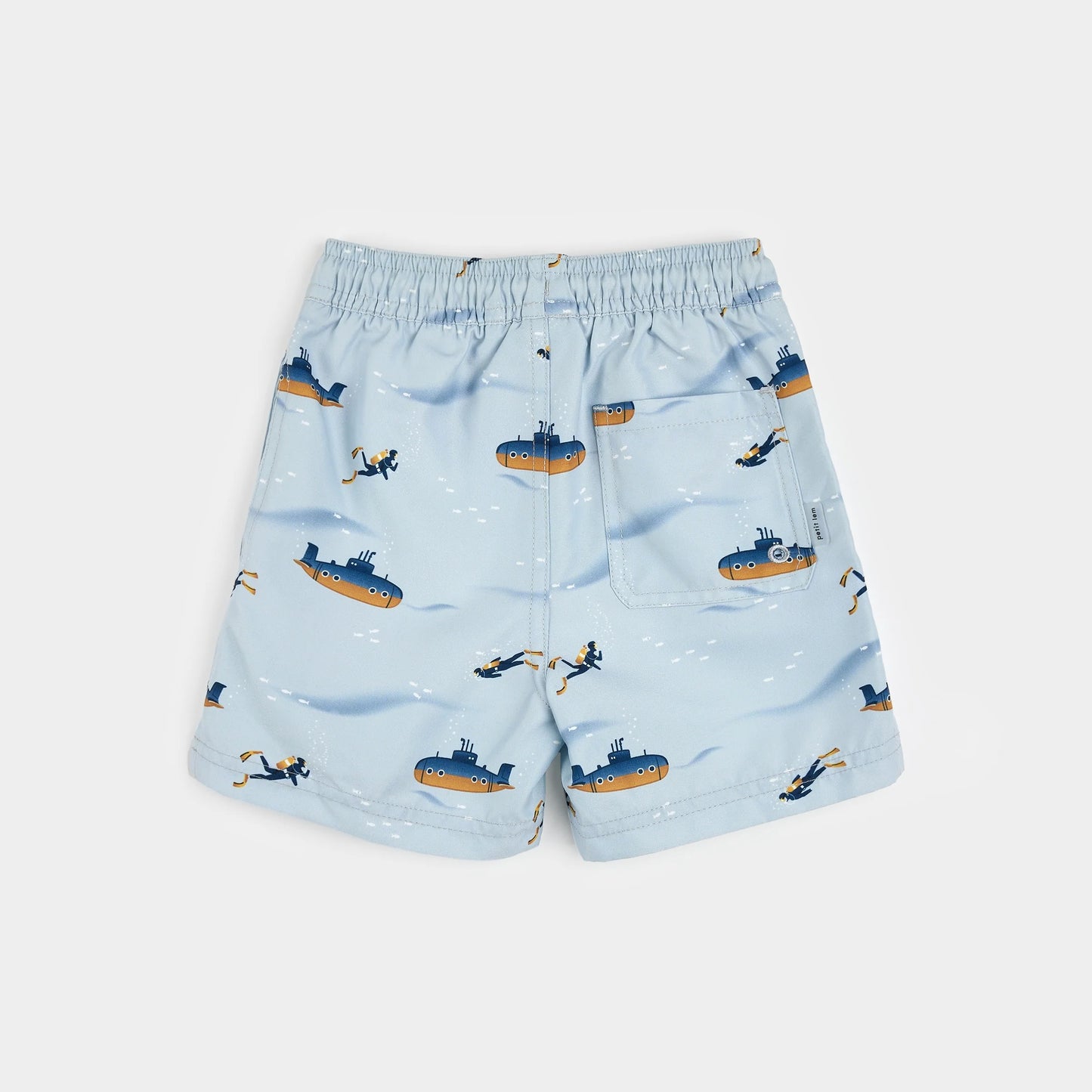 Submarine Print on Pearl Blue Swim Trunks | Petit Lem