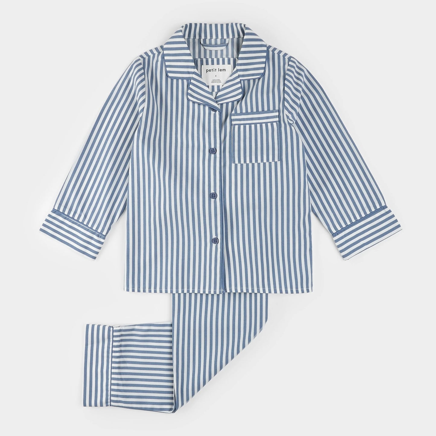 Blue Striped Poplin PJ Set | Petit Lem