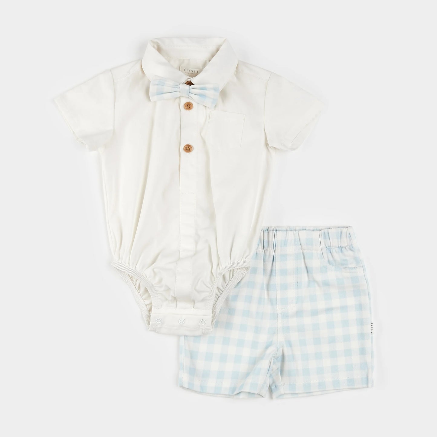 Poplin Shirt and Checkered Shorts 3pc Set