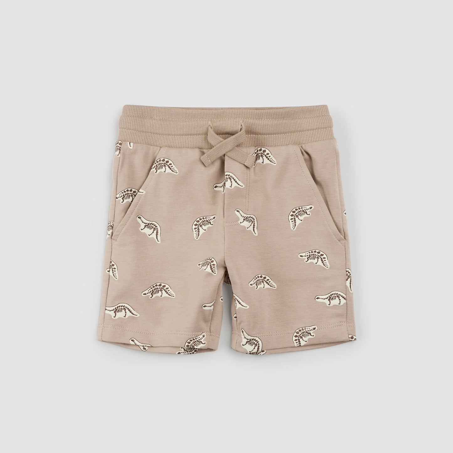 Dino Fossil Print on Taupe Shorts