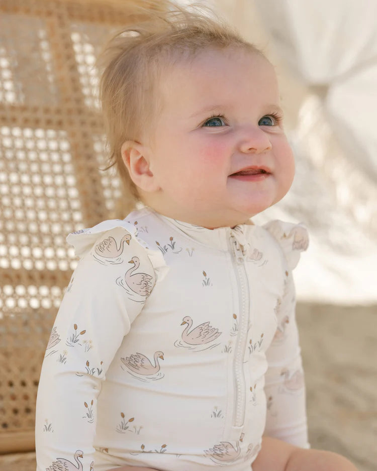 Byron Rashguard One-Piece | Swans | Quincy Mae