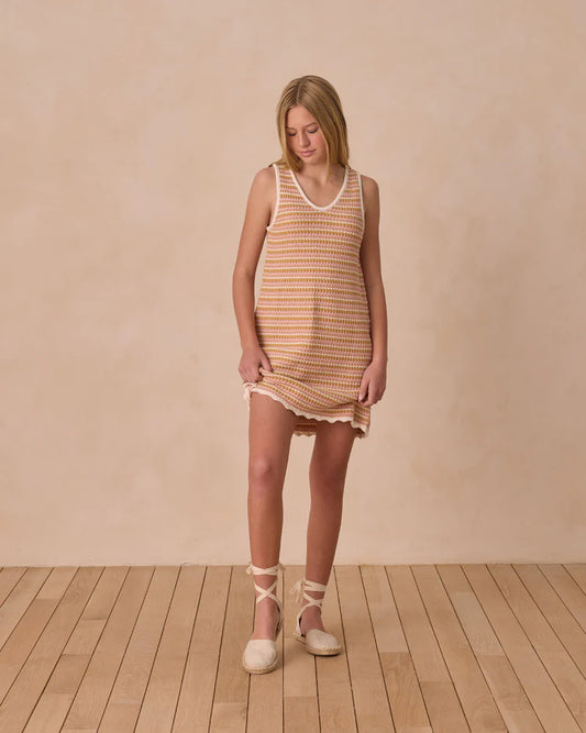 Crochet Tank Mini Dress | Pink Stripe | Rylee & Cru