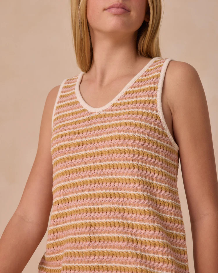 Crochet Tank Mini Dress | Pink Stripe | Rylee & Cru
