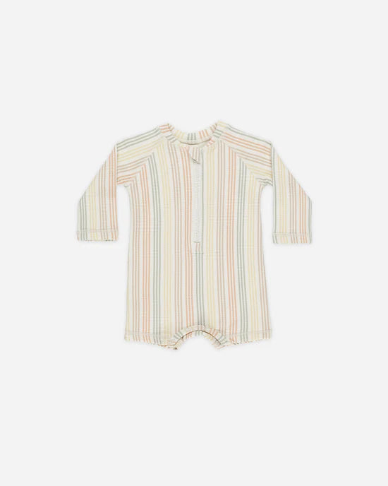 Long Sleeve One-Piece Rashguard | Multi Stripe | Quincy Mae