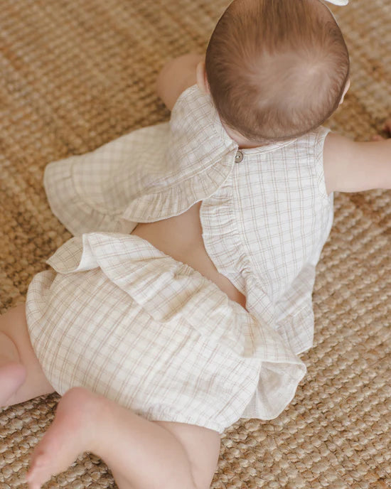 Ruffled Tulip Top + Bloomer Set | Oat Check | Quincy Mae