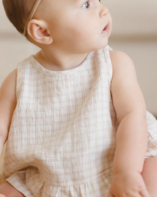 Ruffled Tulip Top + Bloomer Set | Oat Check | Quincy Mae
