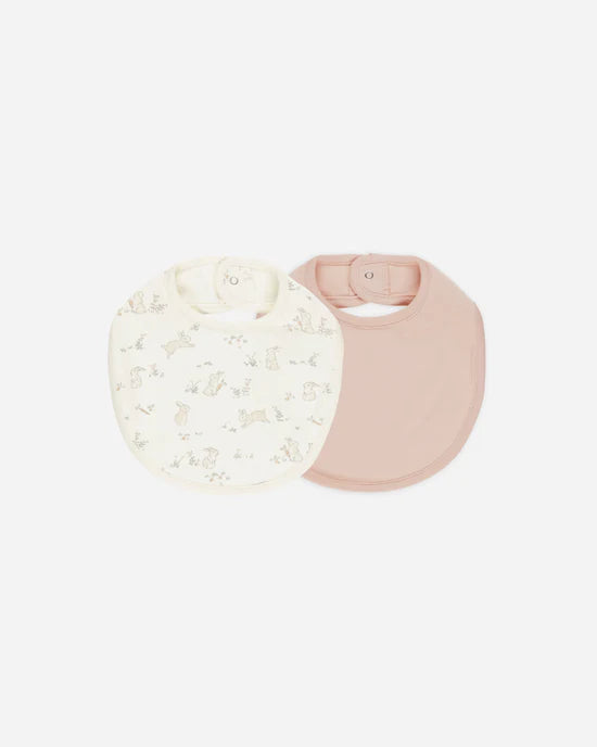 Jersey Snap Bib, 2 Pack | Bunnies, Melon | Quincy Mae