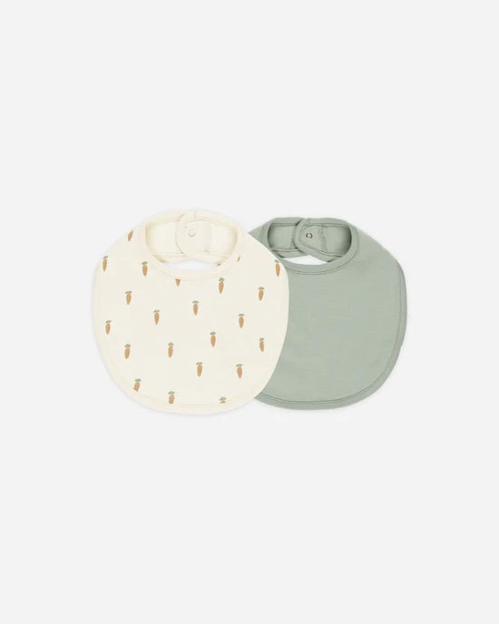 Jersey Snap Bib, 2 Pack | Carrots, Sage | Quincy Mae