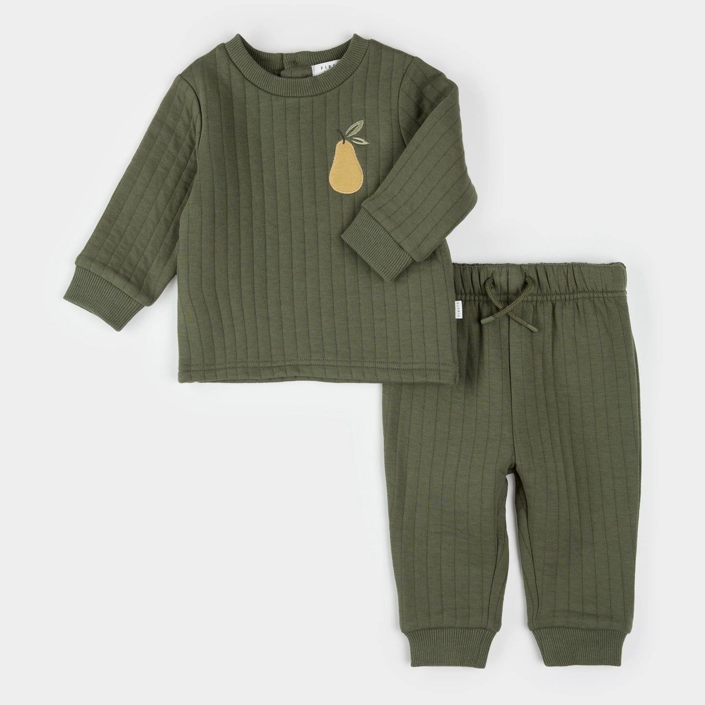 Pear Print on Fall Green Quilted Set | Petit Lem