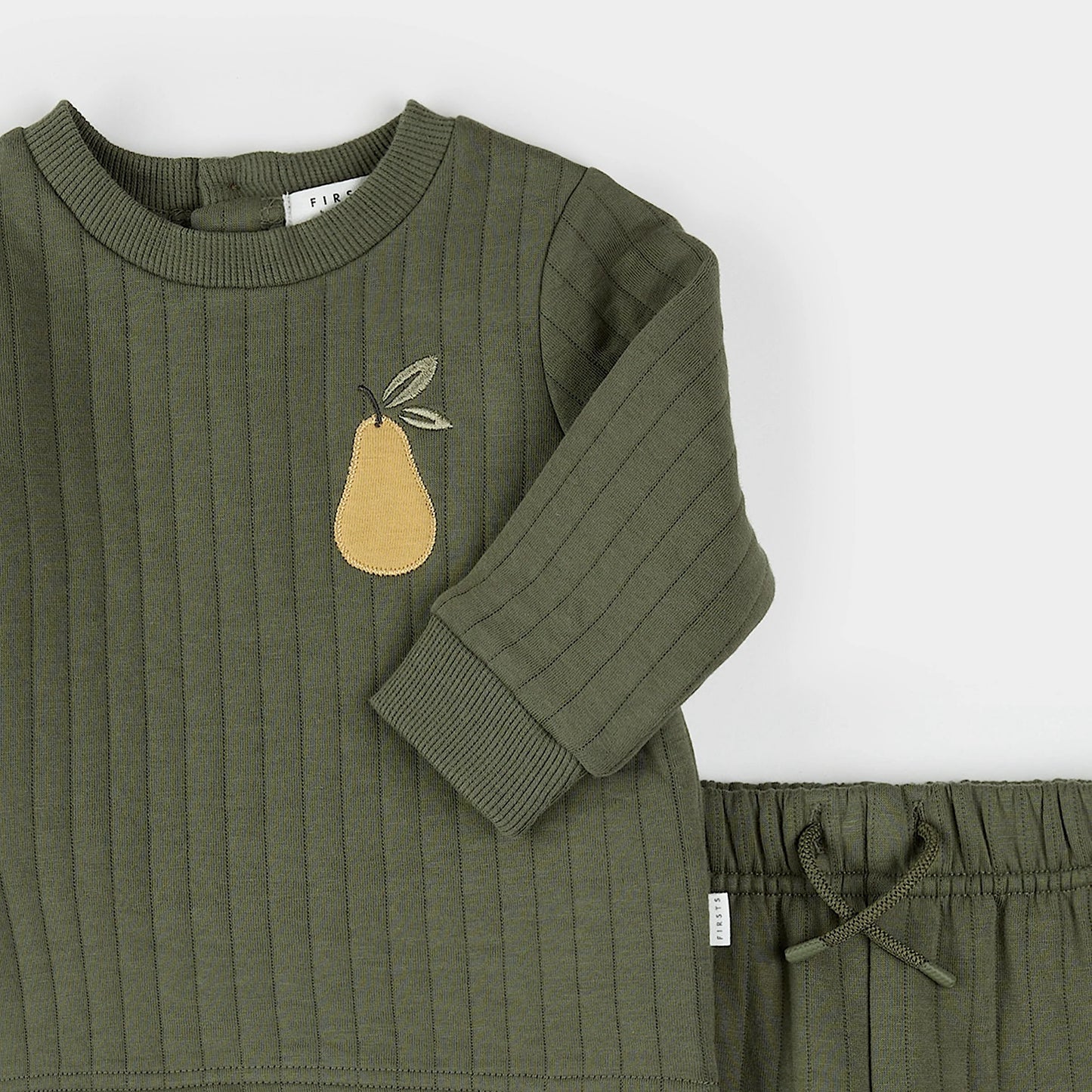 Pear Print on Fall Green Quilted Set | Petit Lem