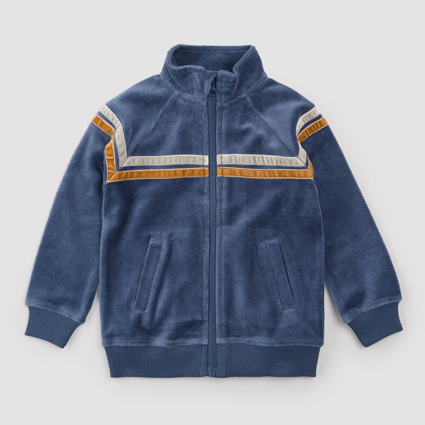 Retro Stripe Track Jacket | Blue Velour | Miles the Label