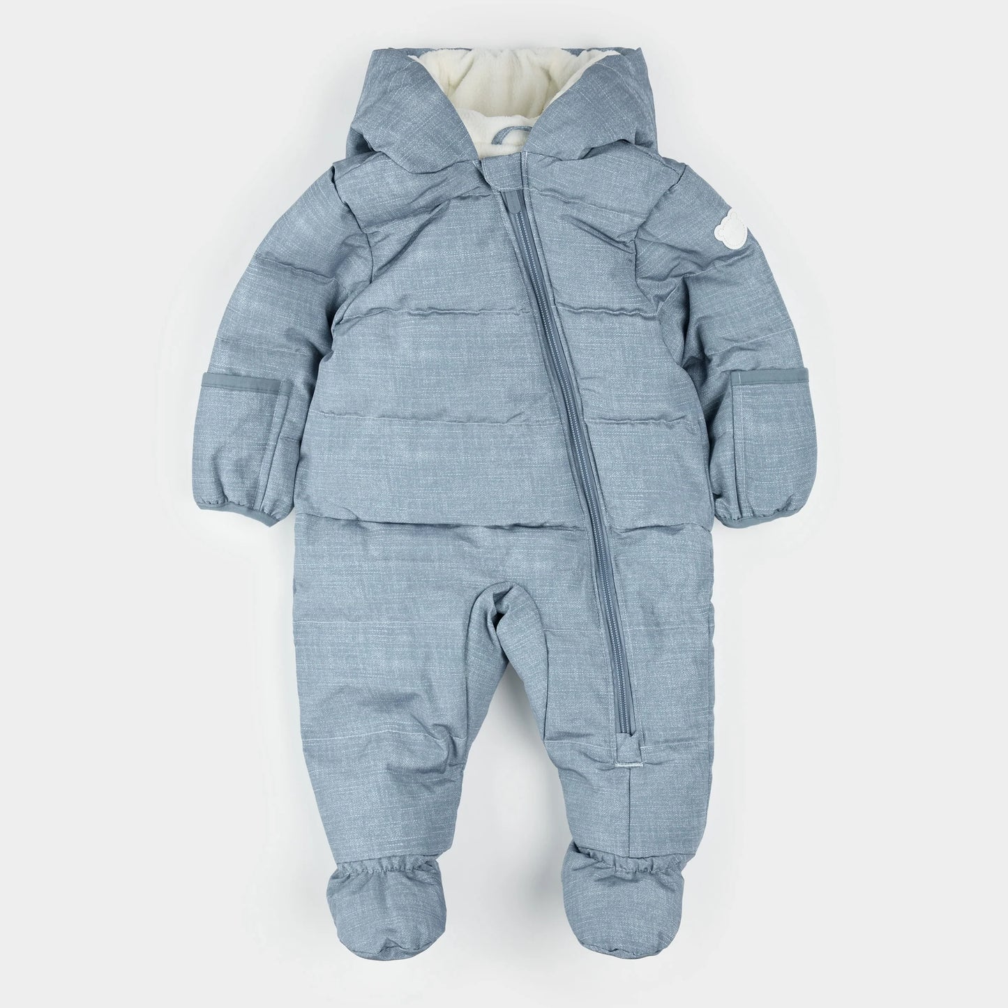 Hooded Baby Snowsuit | Dusty Blue | Petit Lem