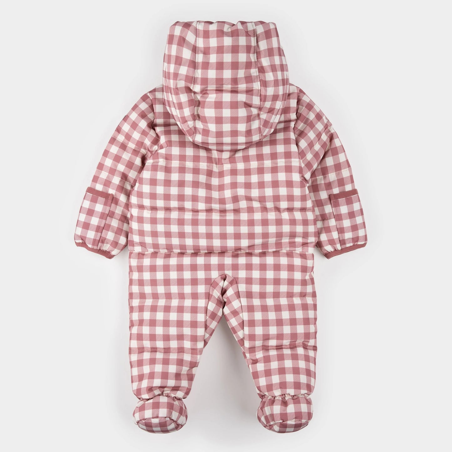 Hooded Baby Snowsuit | Plum Gingham | Petit Lem