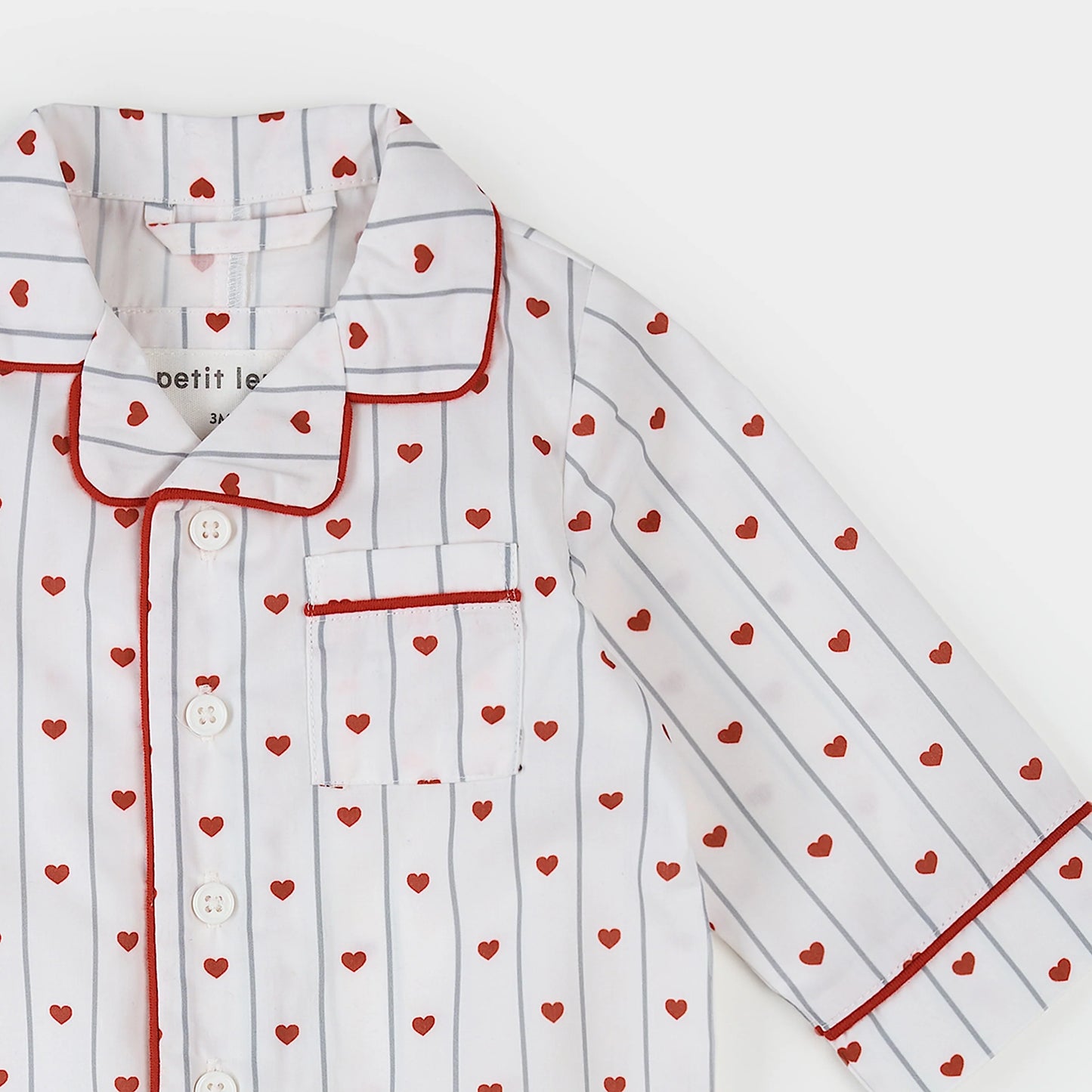 Heart Stripe on Poplin Romper | Petit Lem