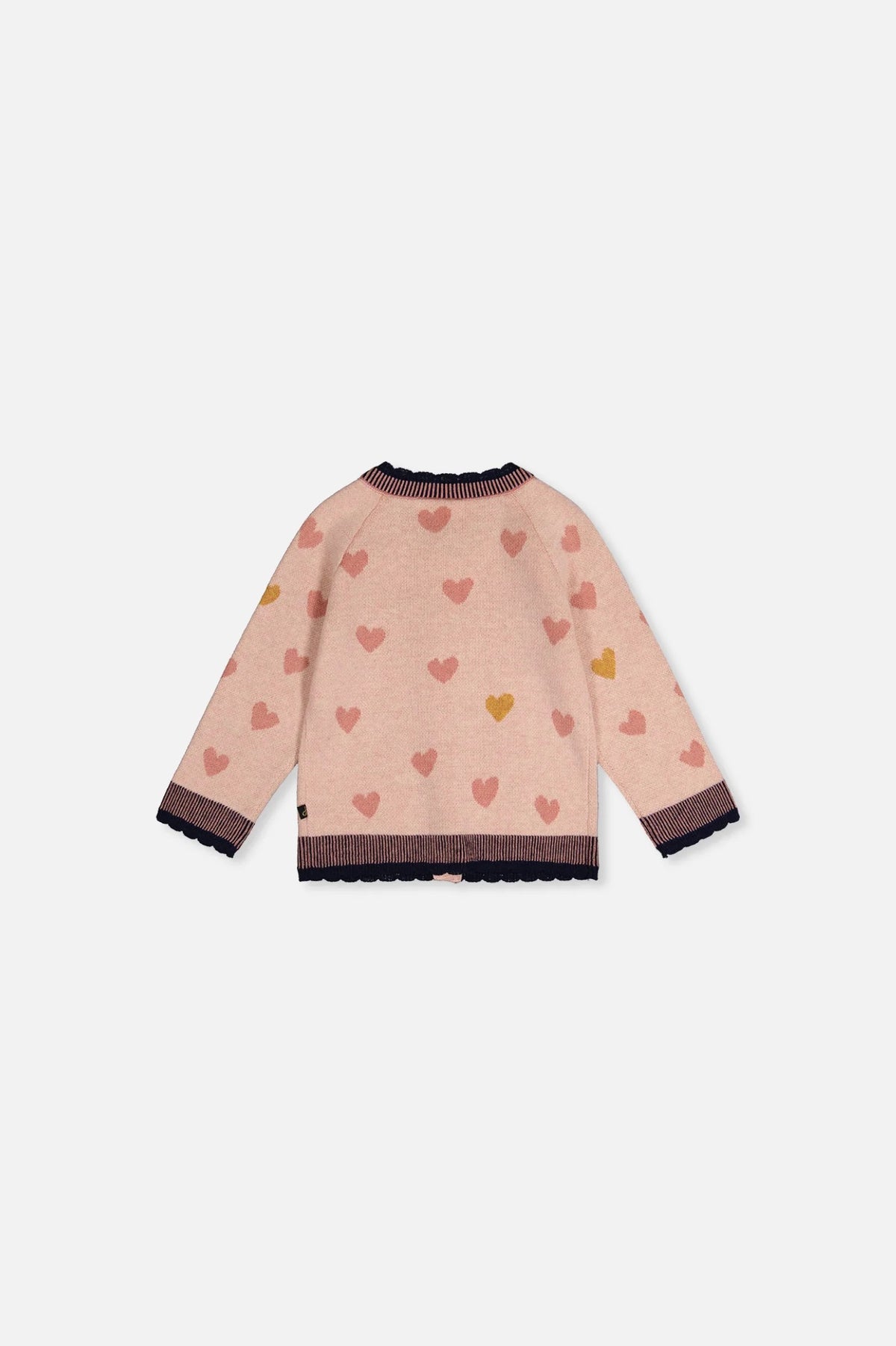 Baby Knitted Jacquard Cardigan | Pale Dusty Pink And Navy | Deux par Deux