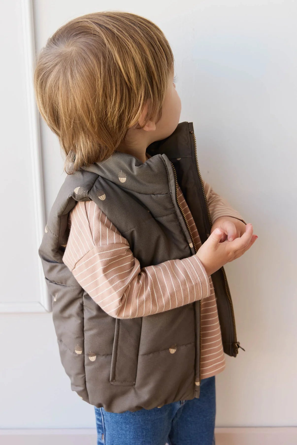Rudi Puffer Vest - Acorn Wolf | Jamie Kay