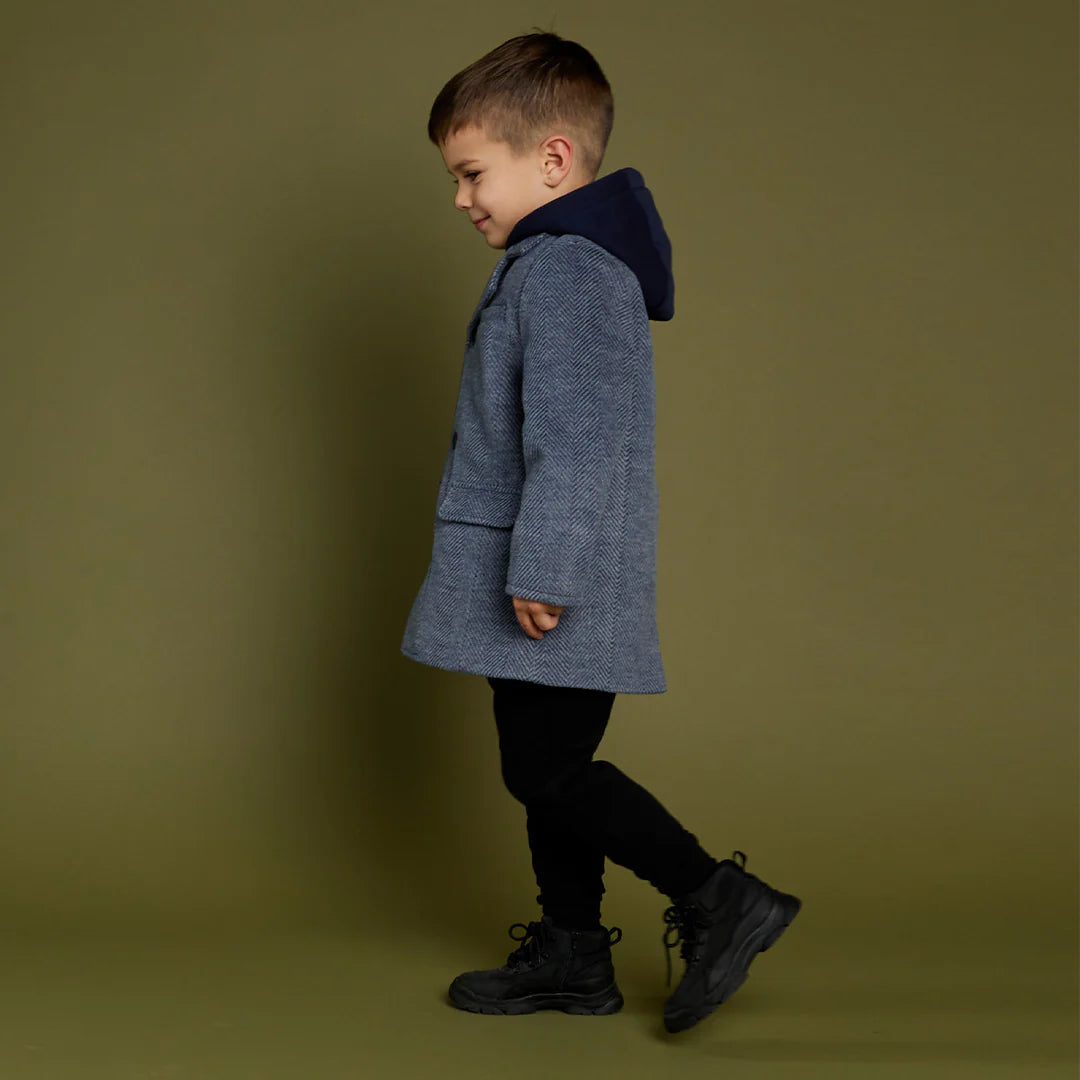 Dress Coat Hooded | Blue | Miles The Label